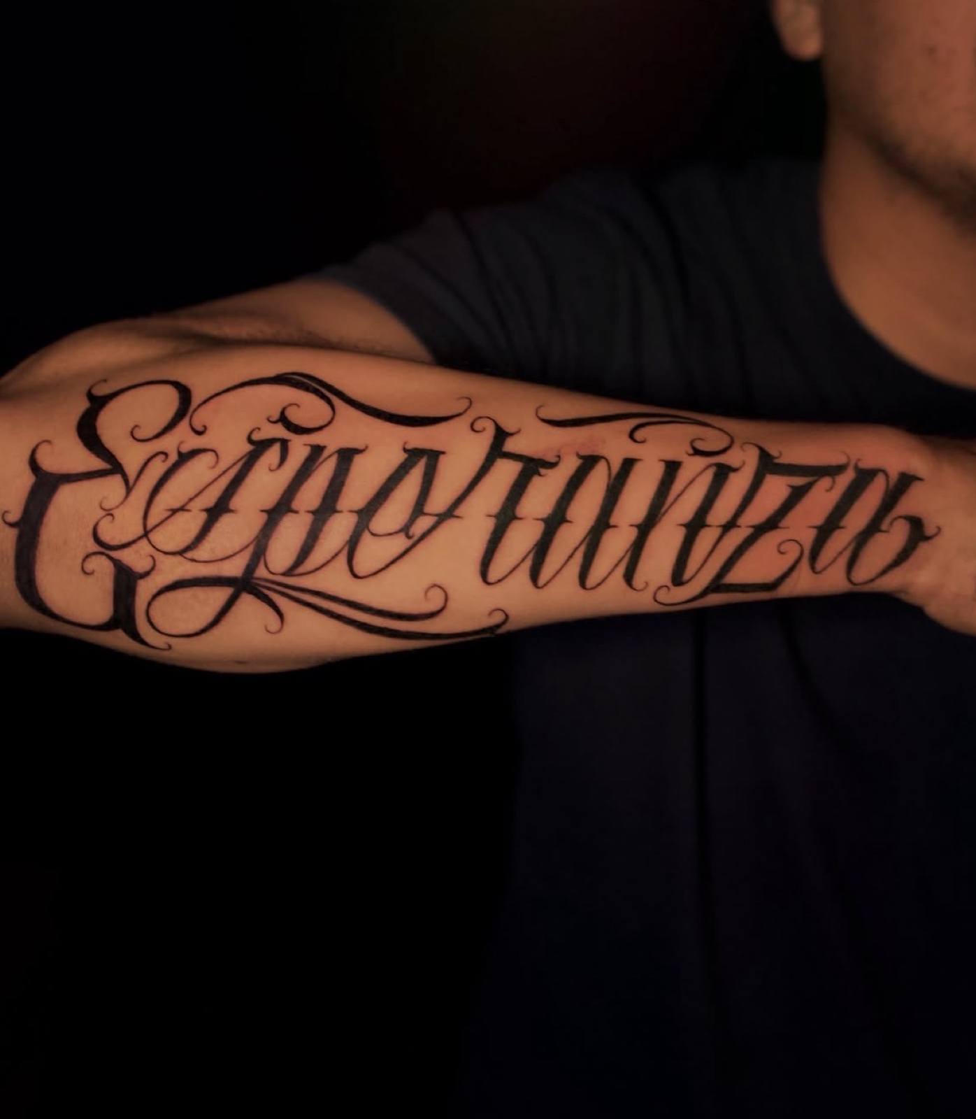 Freehand Lettering · Black & Grey · Fine Line tattoo by Damien